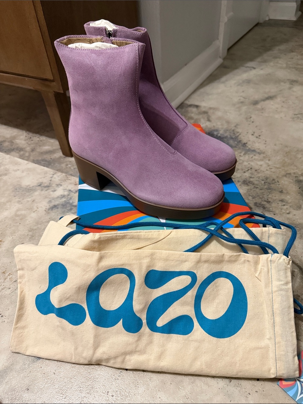 Lazo Siren Lavender Suede Ankle Boots - Women's size 7